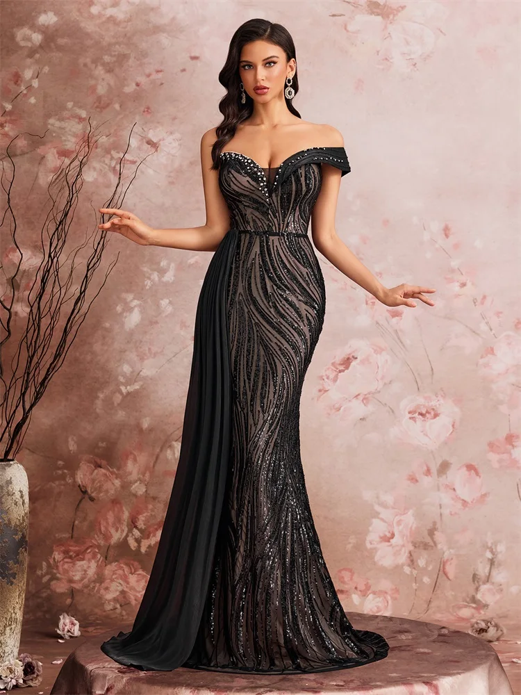 Elegant Sexy off-the-shoulder Sequins Evening Dresses Women Luxury Mermaid Wedding Party Bridesmaid Gowns Prom
Elegant Sexy off-the-shoulder Sequins Evening Dresses Women Luxury Mermaid Wedding Party Bridesmaid Gowns Prom