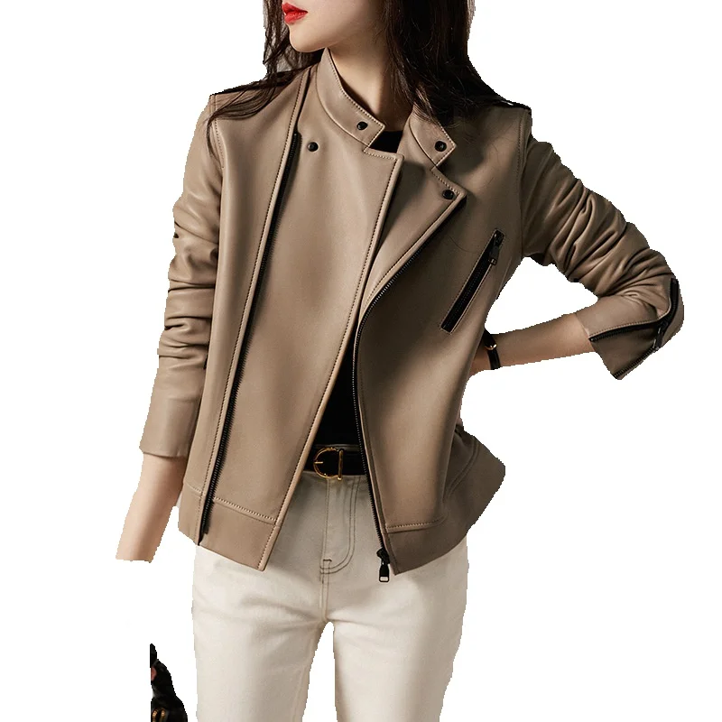 Spring New Genuine Leather Jacket For Women's Short And Minimalist Motorcycle Stand Collar Leather Jacket, Sheepskin Jacket For
Spring New Genuine Leather Jacket For Women's Short And Minimalist Motorcycle Stand Collar Leather Jacket, Sheepskin Jacket For