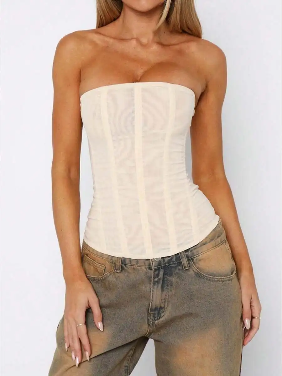 Women Strapless Bustier Corset Top Solid Tube Top Summer Casual Streetwear
Women Strapless Bustier Corset Top Solid Tube Top Summer Casual Streetwear