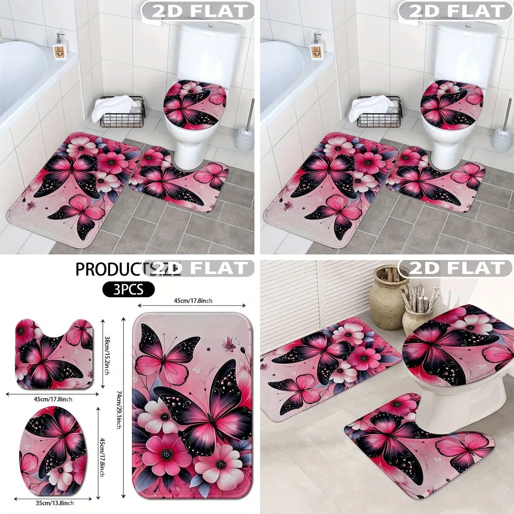 2D Flat 3pcs Bathroom Rug Set Pink Butterflies Flowers Non-Slip Washable Bath Mat Set for Bathroom Kitchen Bedroom Decor
2D Flat 3pcs Bathroom Rug Set Pink Butterflies Flowers Non-Slip Washable Bath Mat Set for Bathroom Kitchen Bedroom Decor
