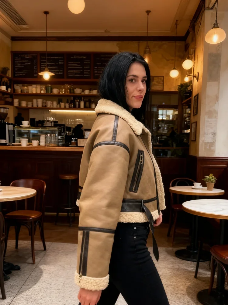 For Woman Winter New Warm Outerwear Streetwear Vintage Lapel Short Shearling Faux Leather Jacket Long Sleeve Zip-upFashion Coat
For Woman Winter New Warm Outerwear Streetwear Vintage Lapel Short Shearling Faux Leather Jacket Long Sleeve Zip-upFashion Coat