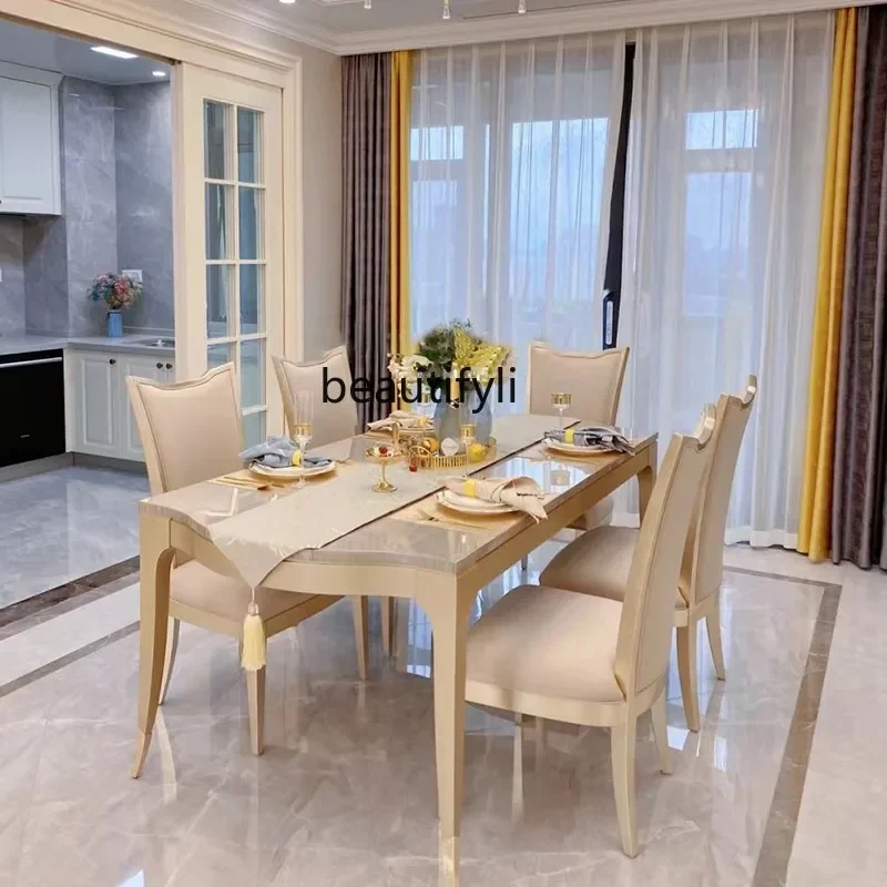 B03 American light luxury dining table, modern simple small apartment solid wood dining table, luxury villa restaurant dining ta
B03 American light luxury dining table, modern simple small apartment solid wood dining table, luxury villa restaurant dining ta