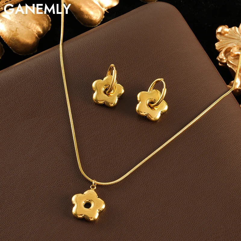GANEMLY 316L Stainless Steel Metal Flower Necklace Earrings Set For Women New Trendy Gold Color Waterproof Jewelry Lady Gift
GANEMLY 316L Stainless Steel Metal Flower Necklace Earrings Set For Women New Trendy Gold Color Waterproof Jewelry Lady Gift