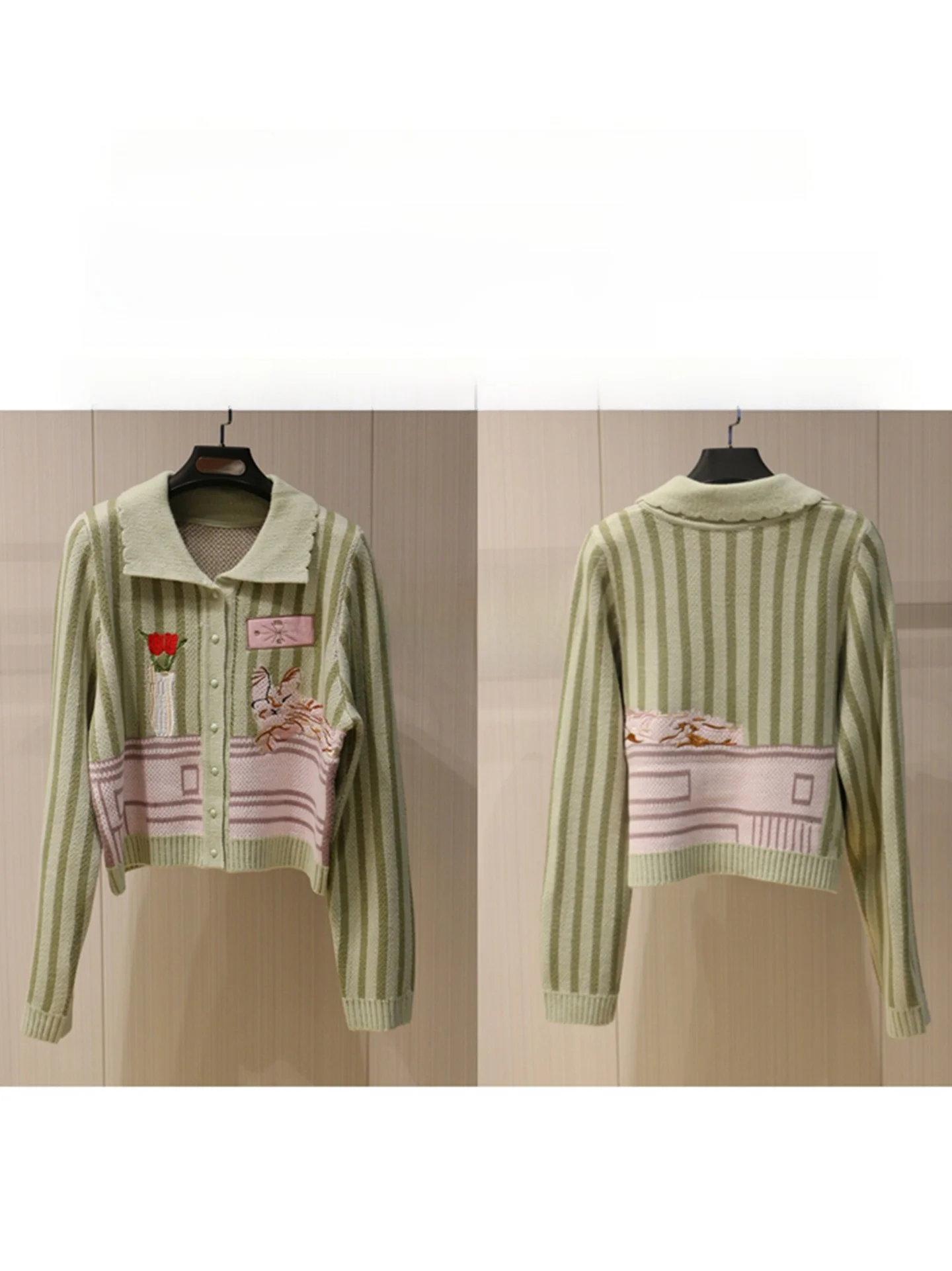 Autumn 2025 Design Sense Color Blo Vertical Stripes Embroidered Floral Knitted Open Cardigan Sweater Jaet Cute Sle ...
Autumn 2025 Design Sense Color Blo Vertical Stripes Embroidered Floral Knitted Open Cardigan Sweater Jaet Cute Sle ...