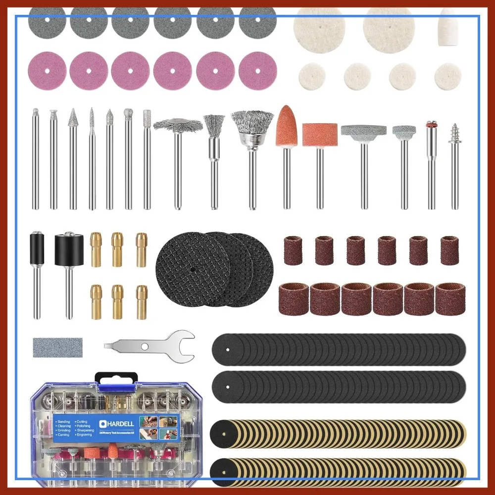 287pcs Rotary Tool Accessories Kit, 1/8" Shanks, Universal Fit for Cutting, Polishing, Sanding, Carving, Grinding, Engraving
287pcs Rotary Tool Accessories Kit, 1/8" Shanks, Universal Fit for Cutting, Polishing, Sanding, Carving, Grinding, Engraving