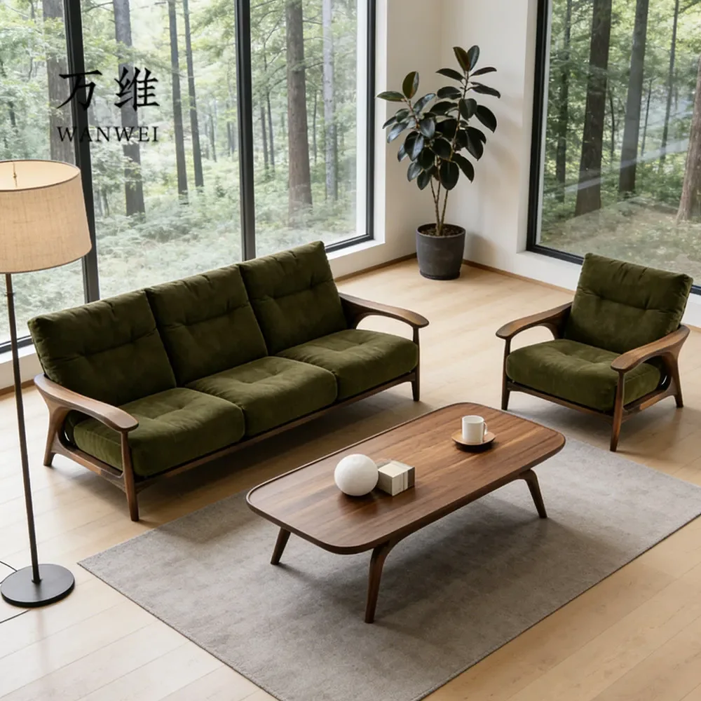 PYH retro dark green sofa North American black walnut straight row sofa large flat living room combination furniture
PYH retro dark green sofa North American black walnut straight row sofa large flat living room combination furniture