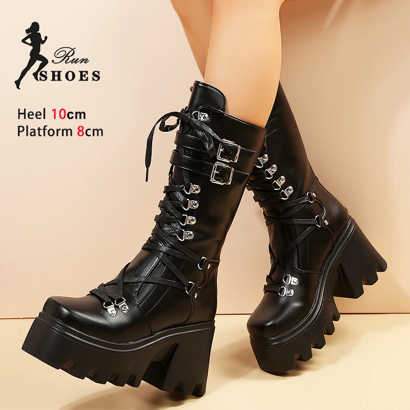 Женские черные ботинки в стиле панк, женская обувь на толстой платформе, осенне-зимние ботинки до середины икры на массивном каблуке 10 см с пряжкой и ремешком, 43
Женские черные ботинки в стиле панк, женская обувь на толстой платформе, осенне-зимние ботинки до середины икры на массивном каблуке 10 см с пряжкой и ремешком, 43