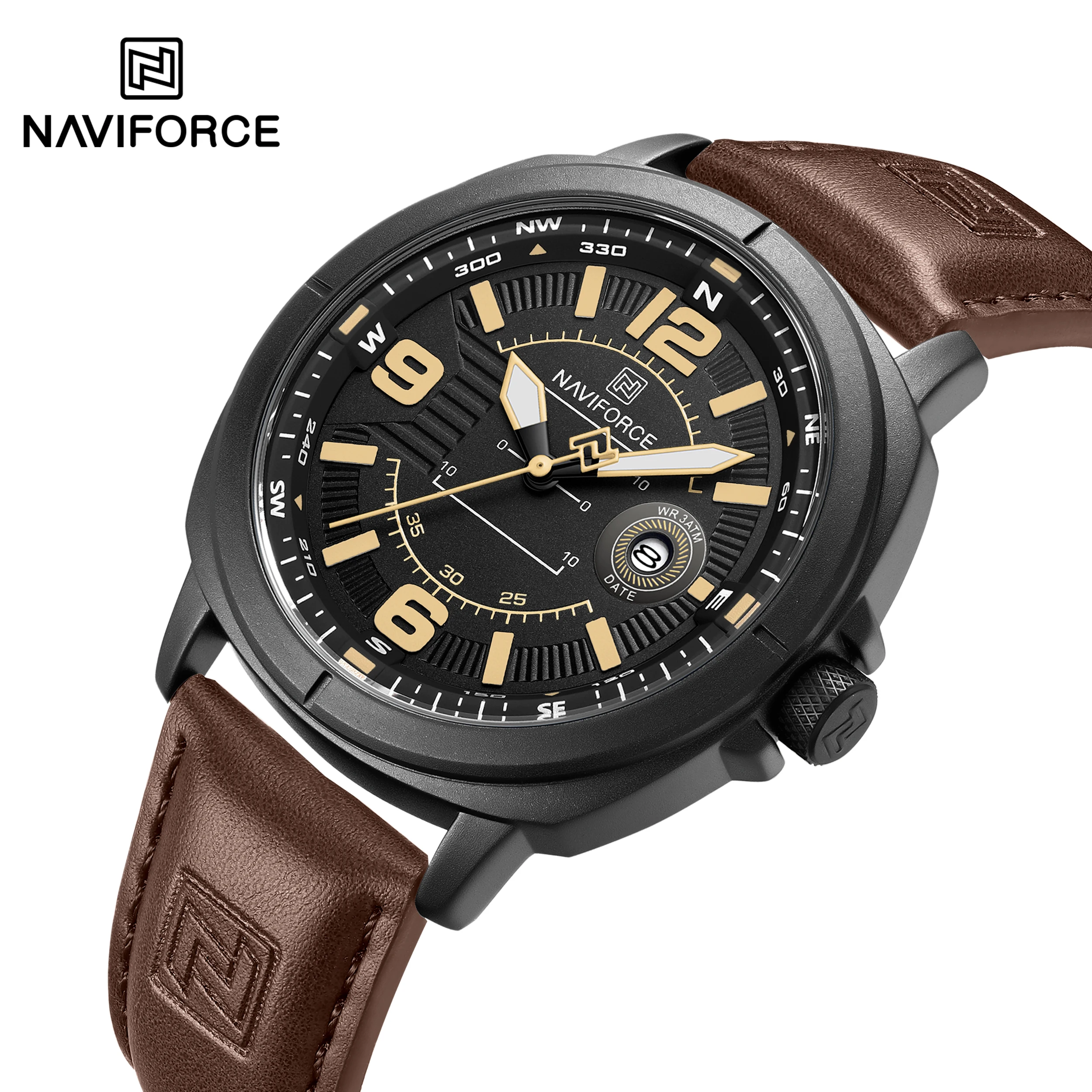 NAVIFORCE NF8078 Men's Fashion Quartz Watches 3ATM Waterproof Luminous Display Classic Compass Dial PU Breathable Strap Watches
NAVIFORCE NF8078 Men's Fashion Quartz Watches 3ATM Waterproof Luminous Display Classic Compass Dial PU Breathable Strap Watches