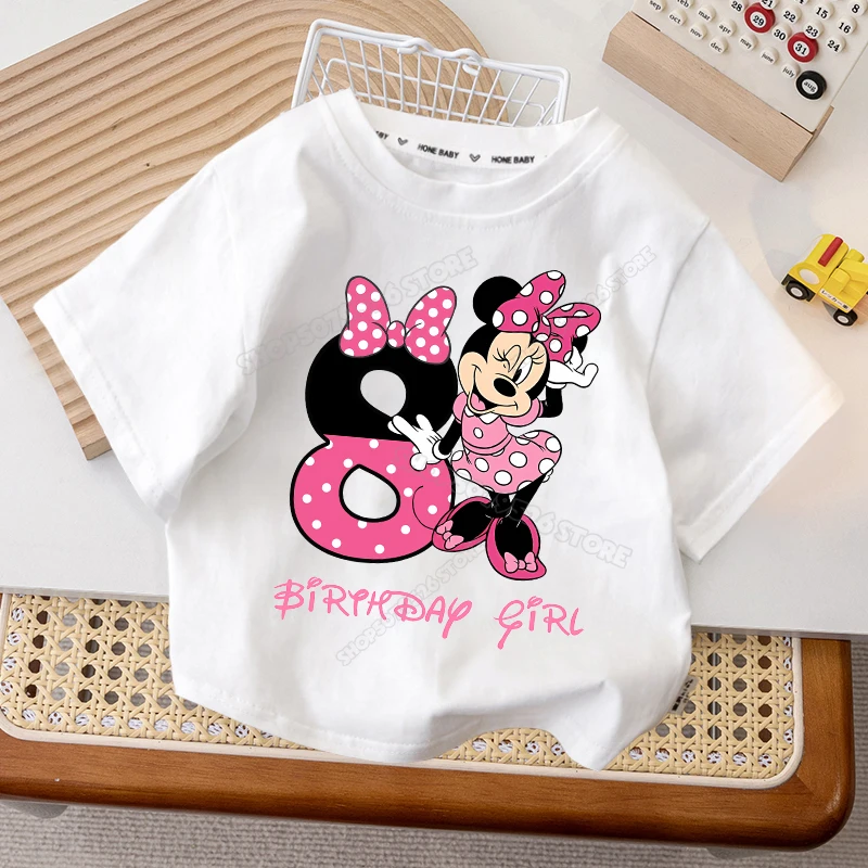 Minnie Mouse Birthday Girl T-Shirt Polka Dot Number Baby Tops Summer Cute Short Sleeve Children Clothes Cartoon Toddler Tees
Minnie Mouse Birthday Girl T-Shirt Polka Dot Number Baby Tops Summer Cute Short Sleeve Children Clothes Cartoon Toddler Tees