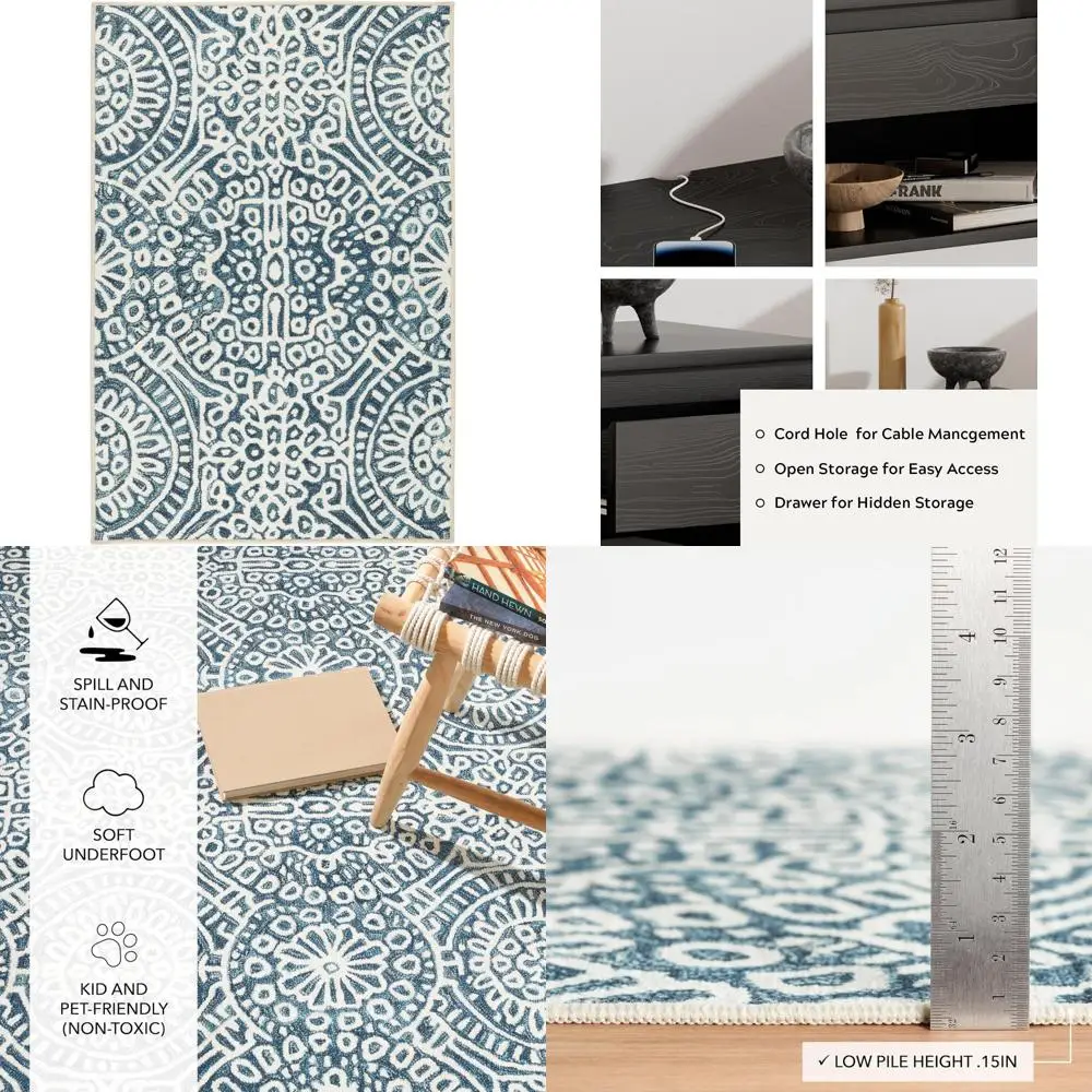 Geometric Blue Area Rug 4x6 Feet - Machine Washable, Lightweight, Anti-Slip, Mac-Compatible Accent Rug for Living Spaces
Geometric Blue Area Rug 4x6 Feet - Machine Washable, Lightweight, Anti-Slip, Mac-Compatible Accent Rug for Living Spaces