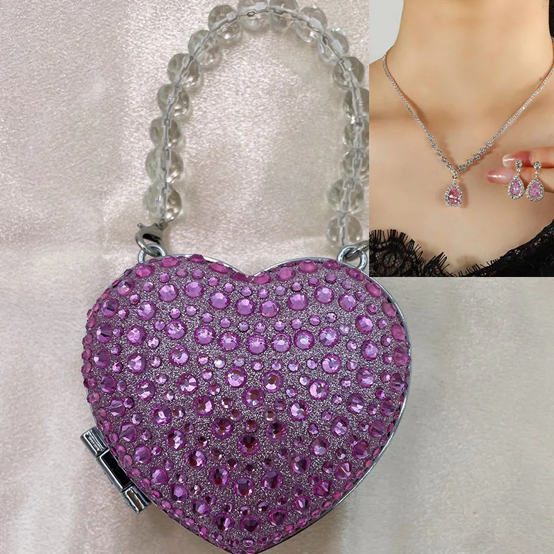 4-piece dinner bag necklace earrings for women pink jewelry high-quality shoulder crossbody bags cute lipstick bag
4-piece dinner bag necklace earrings for women pink jewelry high-quality shoulder crossbody bags cute lipstick bag