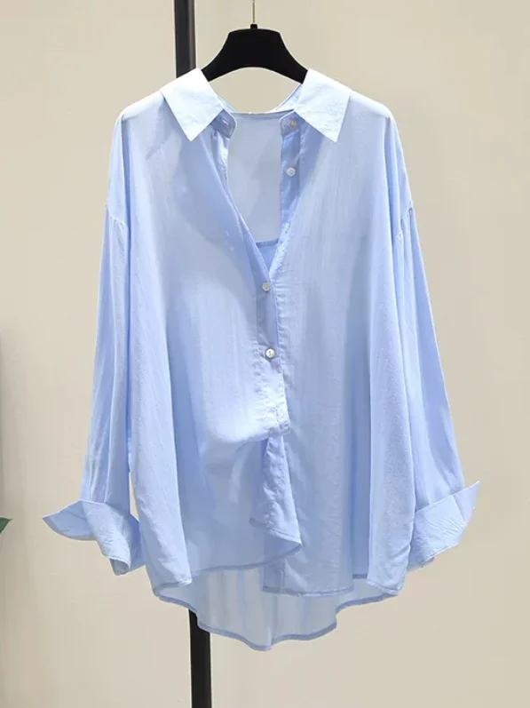 Blue Draped Casual Thin Long Sleeve Women's Shirt Summer 2026 Loose Fit Korean Style Sun Protection Top Fashion Ladies' Premium
Blue Draped Casual Thin Long Sleeve Women's Shirt Summer 2026 Loose Fit Korean Style Sun Protection Top Fashion Ladies' Premium