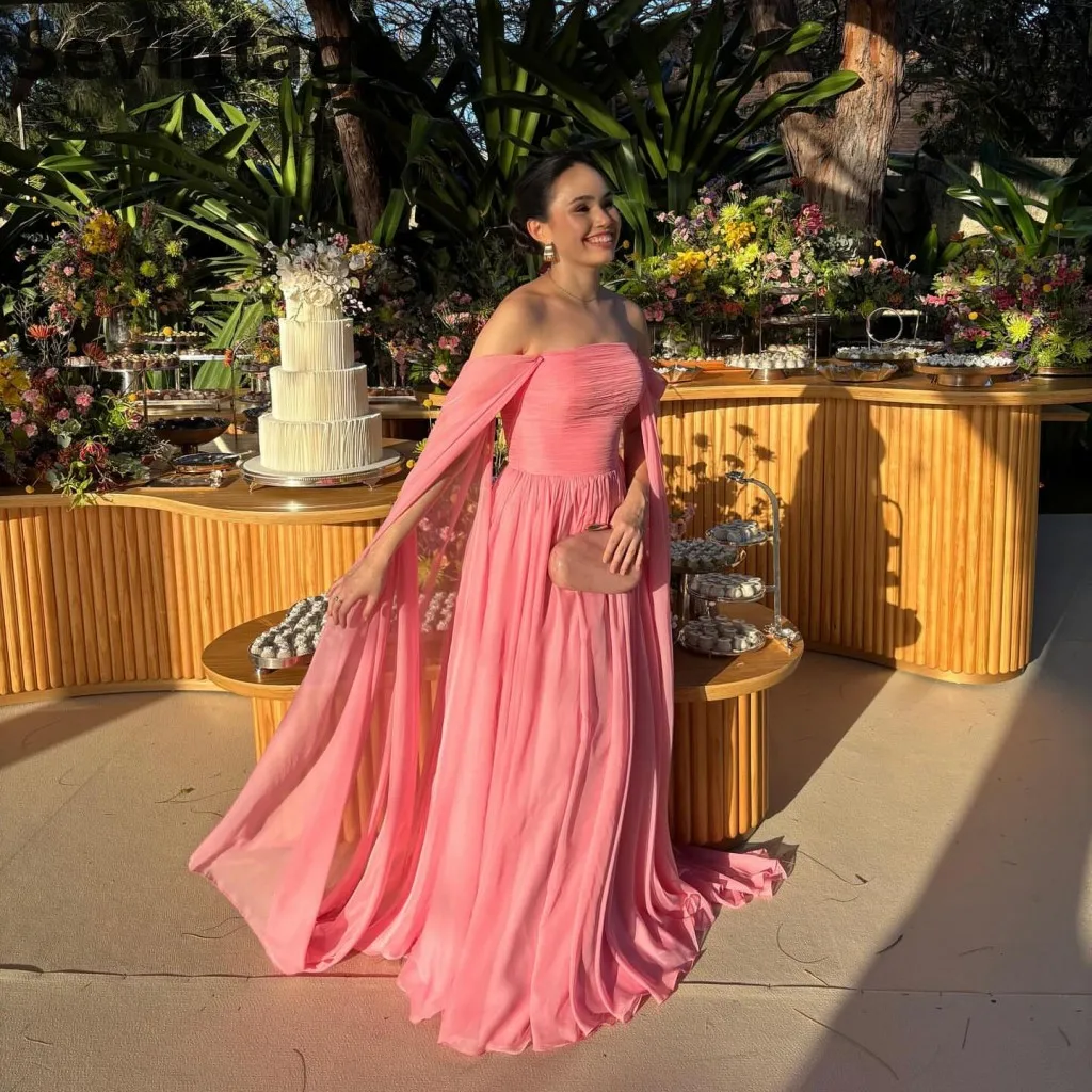 Sevintage 2025 Pink Maxi Evening Dress A Line Cape Sleeve Wedding Formal Prom Dress Dubai Party Gown Robe de soiree
Sevintage 2025 Pink Maxi Evening Dress A Line Cape Sleeve Wedding Formal Prom Dress Dubai Party Gown Robe de soiree