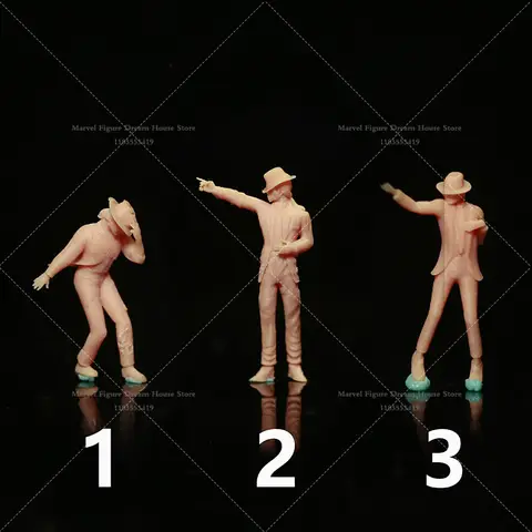 L050 1/87 1/64 Scale Miniature Scene Doll Sing And Dance Pop Music Male King Superstar Moonwalk Un-panited White Mini Figure