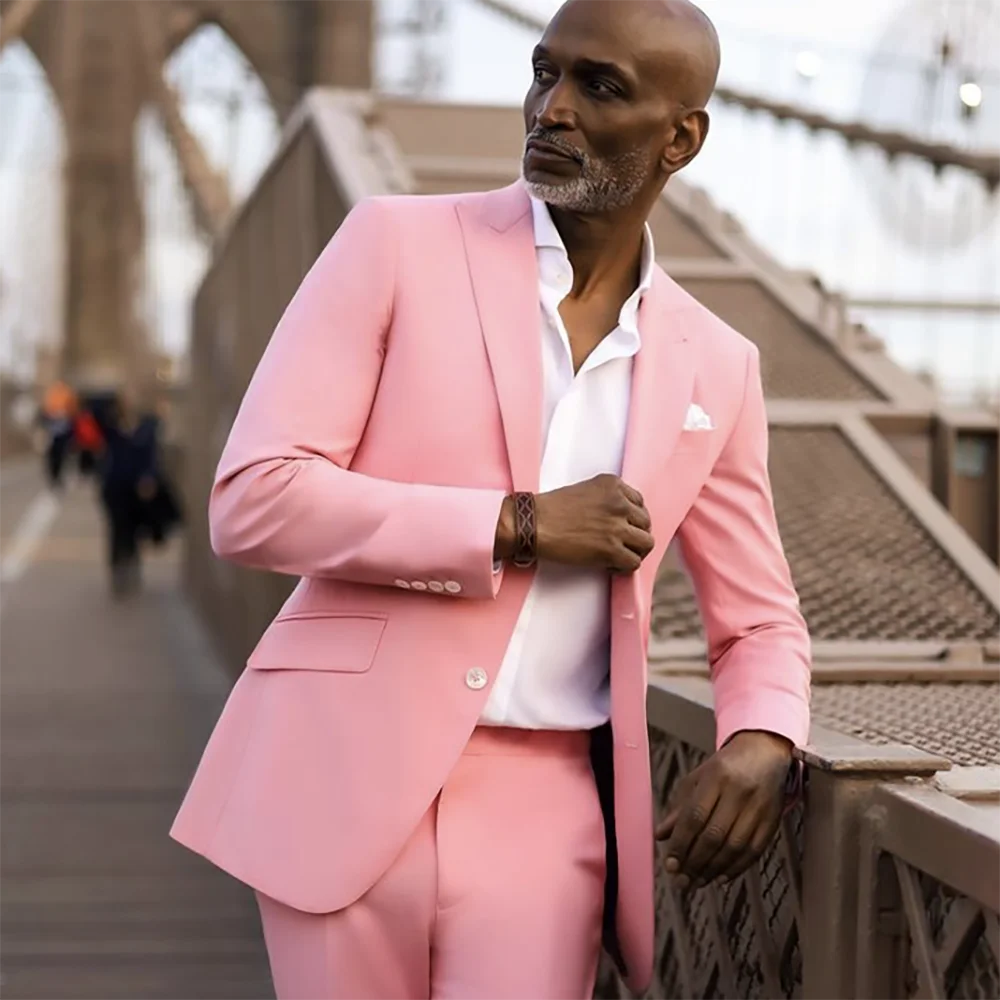 Pink Peak Lapel Men Suits Costume Homme Wedding Tuxedo Terno Masculino Prom Groom Party 2 Pcs Slim Fit Blazer Jacket+Pant 2024
Pink Peak Lapel Men Suits Costume Homme Wedding Tuxedo Terno Masculino Prom Groom Party 2 Pcs Slim Fit Blazer Jacket+Pant 2024