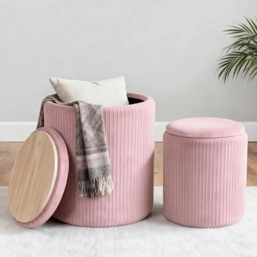 Set of 2 Round Ottoman with Storage Upholstered Vanity Stool Support 330lbs Multifunctional Coffee Table Ottoman Velvet Feet Re
Set of 2 Round Ottoman with Storage Upholstered Vanity Stool Support 330lbs Multifunctional Coffee Table Ottoman Velvet Feet Re
