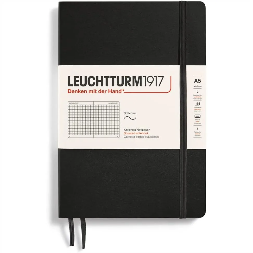 A5 Softcover Notebook for Writing and Journaling, 123 Numbered Pages, Black
A5 Softcover Notebook for Writing and Journaling, 123 Numbered Pages, Black