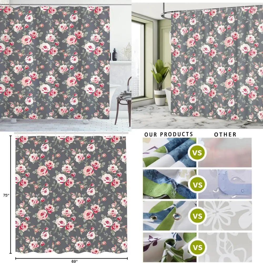 Элегантная винтажная занавеска для душа с цветочным принтом, деревенскими кусточками роз и листовыми стебликами
Элегантная винтажная занавеска для душа с цветочным принтом, деревенскими кусточками роз и листовыми стебликами