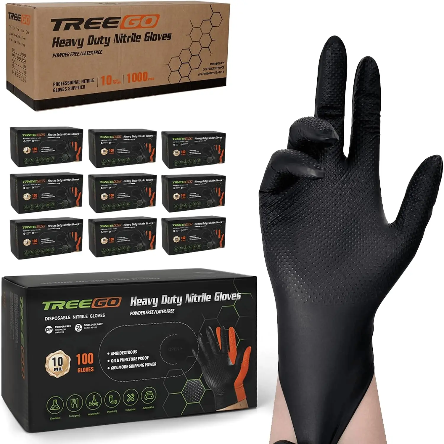10 Mil Black Nitrile Gloves Bulk Case 1000 Count Medium Heavy Duty Diamond Grip Latex Free Disposable for Automotive Industrial
10 Mil Black Nitrile Gloves Bulk Case 1000 Count Medium Heavy Duty Diamond Grip Latex Free Disposable for Automotive Industrial