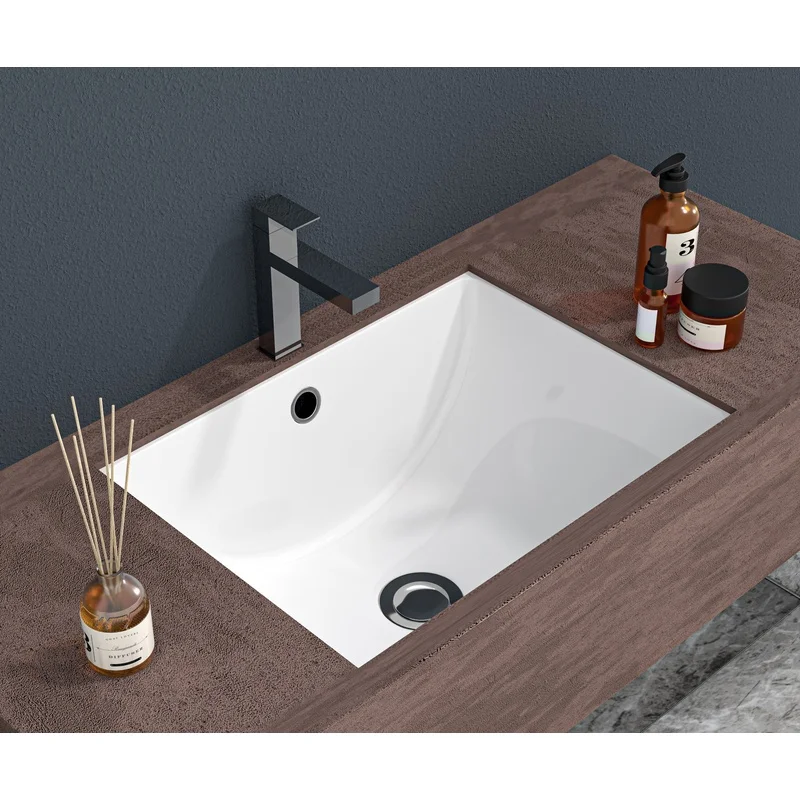 21"x14" White Ceramic Rectangular Undermount Bathroom Sink with Overflow
21"x14" White Ceramic Rectangular Undermount Bathroom Sink with Overflow
