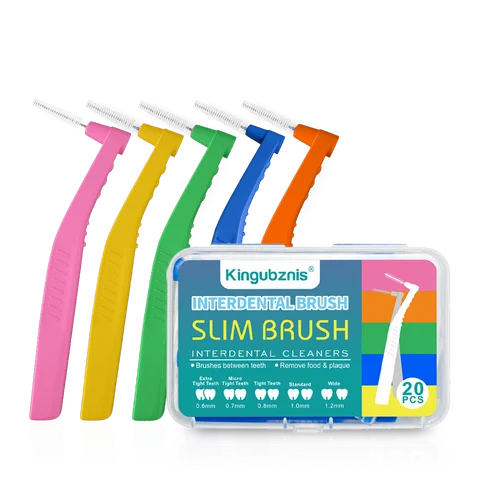 Kingubznis 20pcs Interdental Brush For Dental Orthodontics Clean Between Teeth Cleaning Tools Soft Mini Brush With Dust Cover