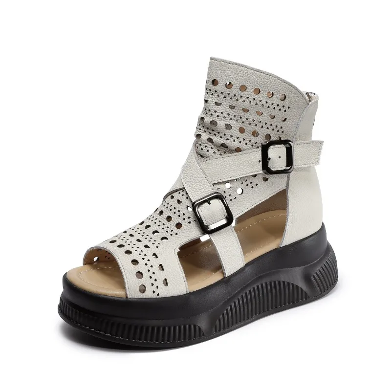 Height Increasing Wedges Sandals Women Summer Cool Boots Genuine Leather Open Toe Platform Back Zipper Roman Sandals
Height Increasing Wedges Sandals Women Summer Cool Boots Genuine Leather Open Toe Platform Back Zipper Roman Sandals