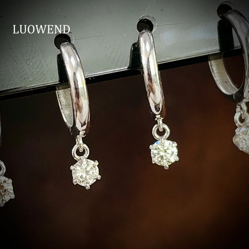 LUOWEND 100% 18K White/Yellow Gold Earrings Classic Design Real Natural Diamond Hoop Earrings for Women High Birthday Gift
LUOWEND 100% 18K White/Yellow Gold Earrings Classic Design Real Natural Diamond Hoop Earrings for Women High Birthday Gift