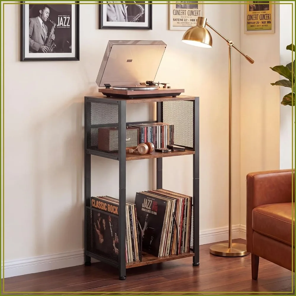 3 Tier Side Table with Record Storage, Holds Up to 100 Vinyl Albums, Turntable Stand for Living Room Bedroom
3 Tier Side Table with Record Storage, Holds Up to 100 Vinyl Albums, Turntable Stand for Living Room Bedroom