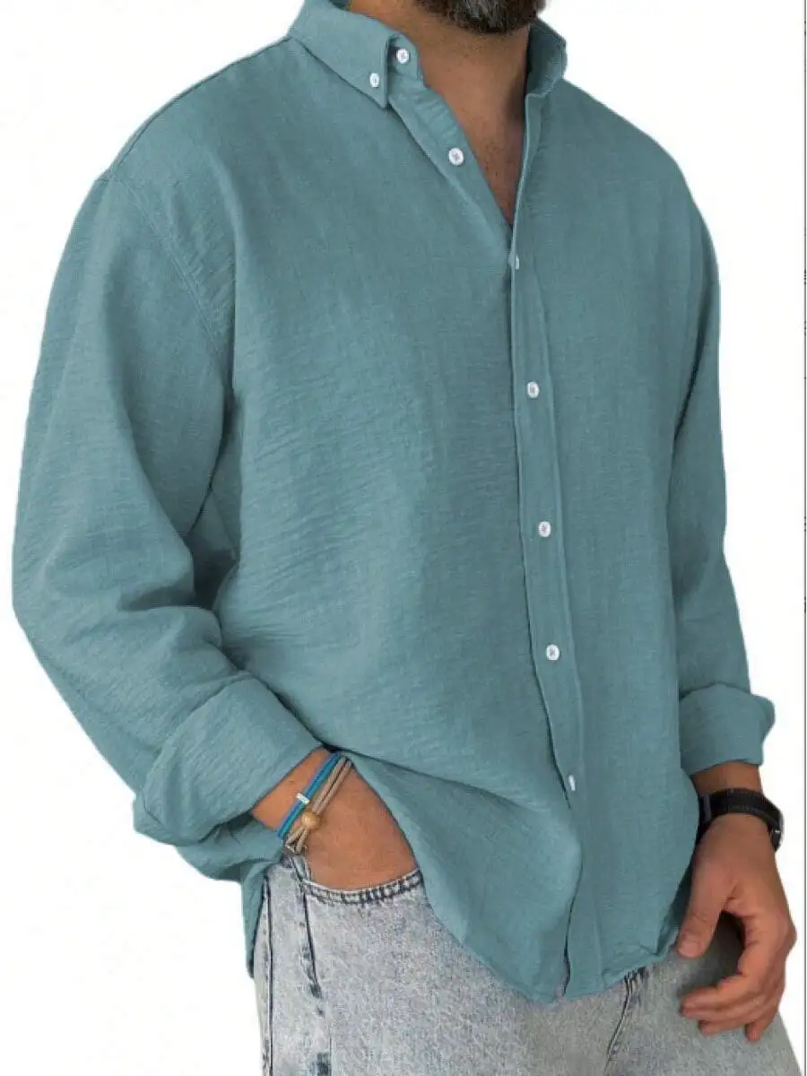 Mens Cotton Linen Blend Long Sleeve Button Down Casual Loose Fit Shirt
Mens Cotton Linen Blend Long Sleeve Button Down Casual Loose Fit Shirt