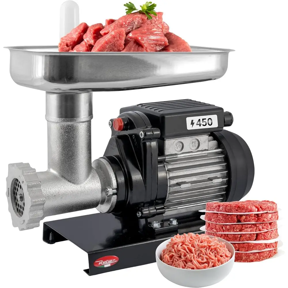 Electric Meat Grinder N.8 450W – Meat Mincer and Sausage Maker – Tinned Cast Iron Body, StainlSteel Knie and Plate – Induction M
Electric Meat Grinder N.8 450W – Meat Mincer and Sausage Maker – Tinned Cast Iron Body, StainlSteel Knie and Plate – Induction M