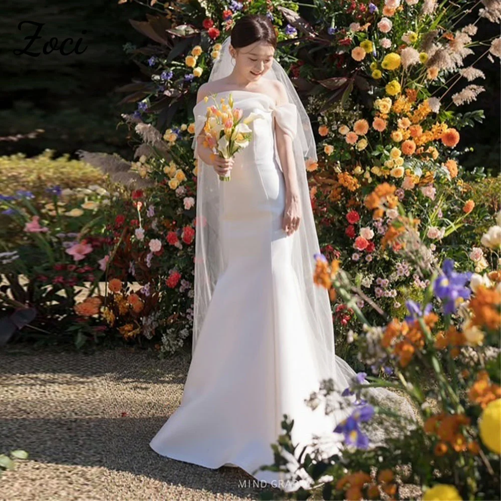 Zoci Elegant Off Shoulder Korea Wedding Dresses Satin Tulle Mermaid Photos Shoot Dress Customized Backless Bridal Second Gown
Zoci Elegant Off Shoulder Korea Wedding Dresses Satin Tulle Mermaid Photos Shoot Dress Customized Backless Bridal Second Gown