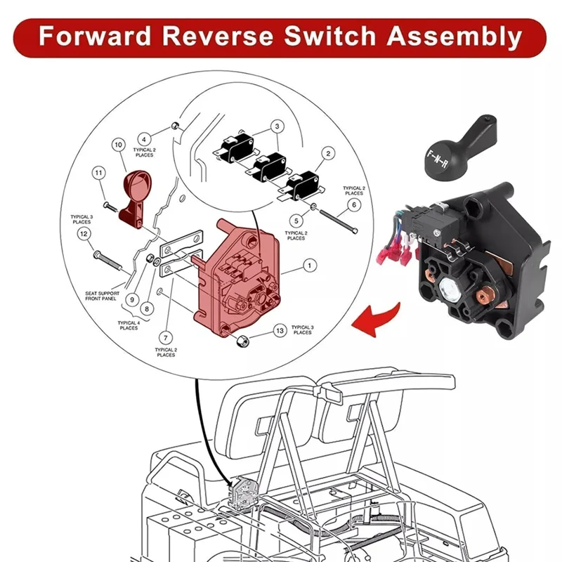 48V Golf Cart Heavy Duty Forward Reverse Switch 017530-05, 1012987, 101319 For Club Car Powerdrive 48V Electric 1996-Up
48V Golf Cart Heavy Duty Forward Reverse Switch 017530-05, 1012987, 101319 For Club Car Powerdrive 48V Electric 1996-Up