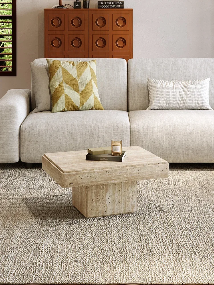 Natural travertine coffee table combination square small tea table small apartment living room light luxury high sense
Natural travertine coffee table combination square small tea table small apartment living room light luxury high sense