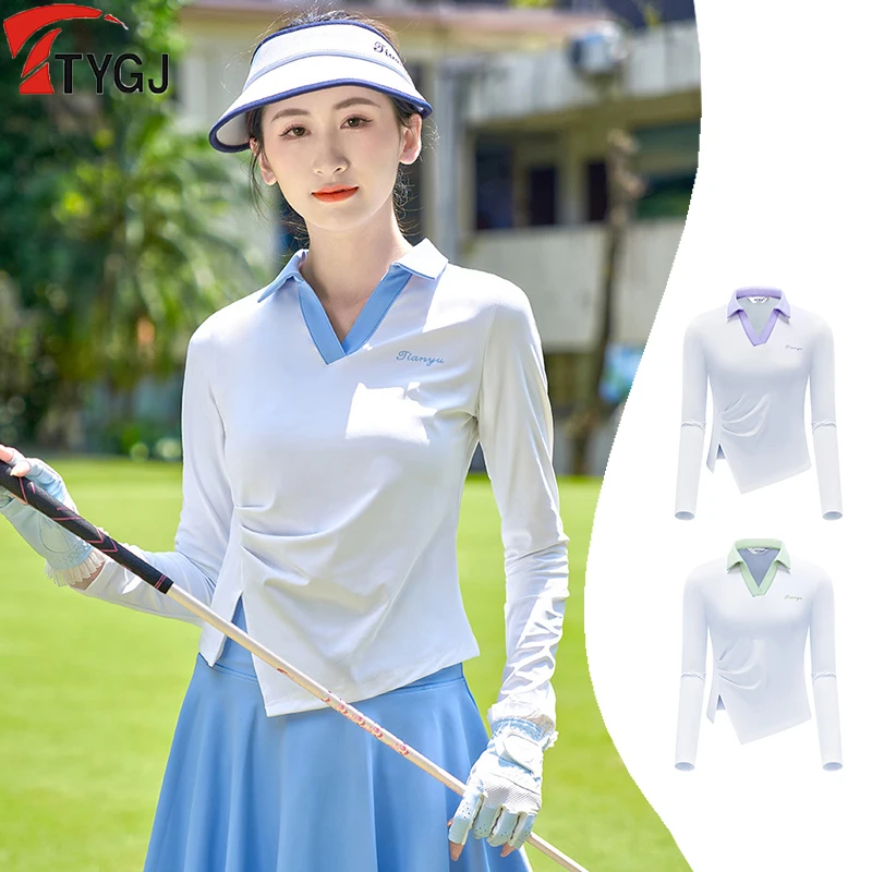 TTYGJ Autumn Golf T-shirt Women Elastic Slim Golf Shirt Ladies Polo V-Neck Soft Tops Long Sleeve Casual Sportswear Split Design
TTYGJ Autumn Golf T-shirt Women Elastic Slim Golf Shirt Ladies Polo V-Neck Soft Tops Long Sleeve Casual Sportswear Split Design