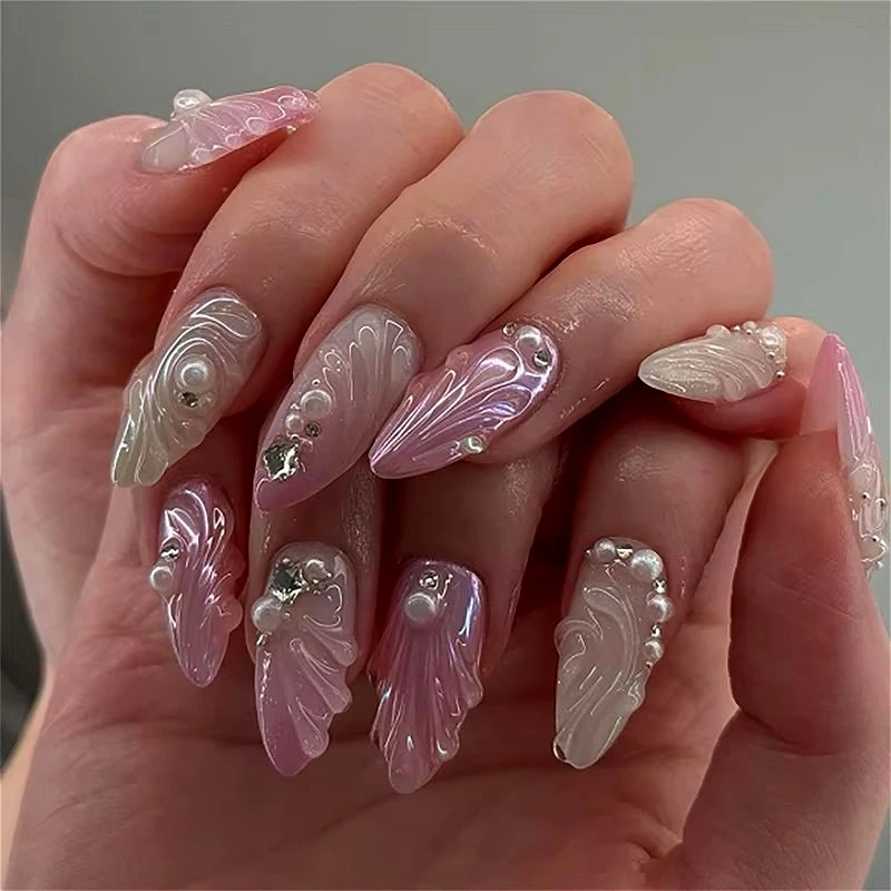 Pink Sea Shell Rhinestone Pearl Star Water Ripple Gradient False Nails Detachable Finished Fake Nails Press on Nails with Glue
Pink Sea Shell Rhinestone Pearl Star Water Ripple Gradient False Nails Detachable Finished Fake Nails Press on Nails with Glue