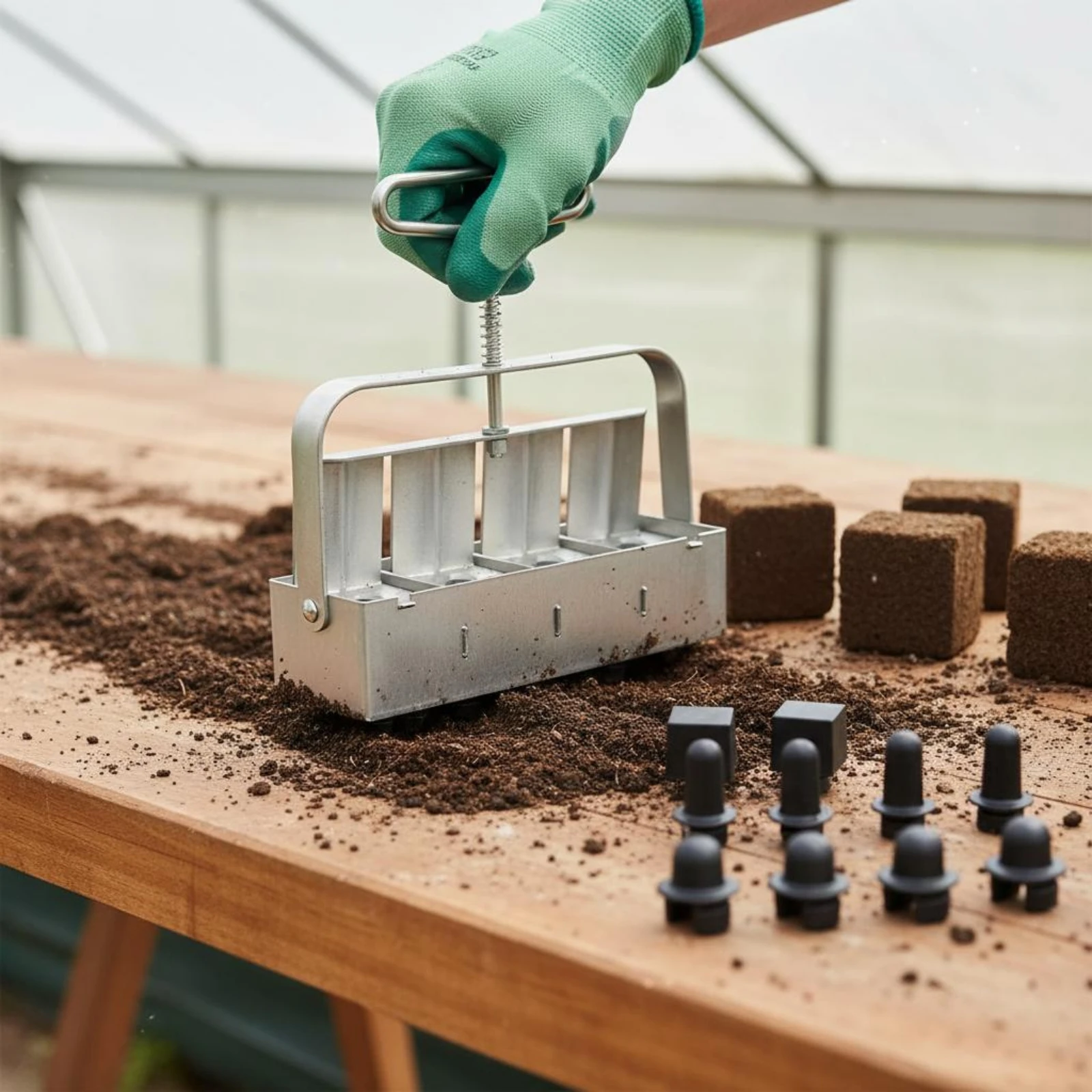 4 Cell Soil Block Tool Reusable Mini Soil Block Tool Hand Press Seed Blocker Stainless Steel Heavy Duty for Gardeners, Nursery
4 Cell Soil Block Tool Reusable Mini Soil Block Tool Hand Press Seed Blocker Stainless Steel Heavy Duty for Gardeners, Nursery
