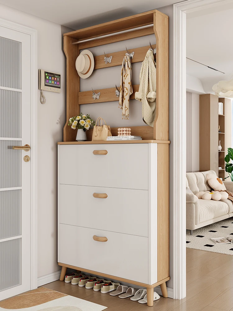 Home door shoe cabinet corridor 2024 new ultra-thin entrance cabinet solid wood color home coat rack integrated small shoe rack
Home door shoe cabinet corridor 2024 new ultra-thin entrance cabinet solid wood color home coat rack integrated small shoe rack