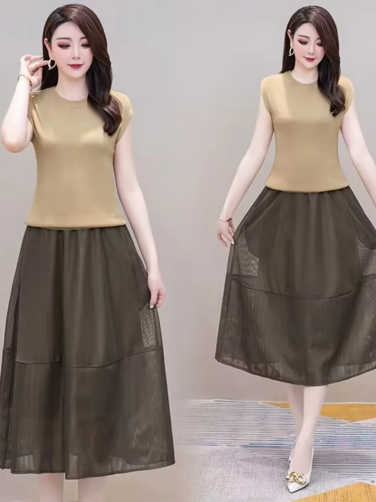 Two-Piece Women's Summer Dress Set Chic round Neck Top And Skirt Combo Age-Defying Slimming Trendy Sensation in High-Quality ...
Two-Piece Women's Summer Dress Set Chic round Neck Top And Skirt Combo Age-Defying Slimming Trendy Sensation in High-Quality ...