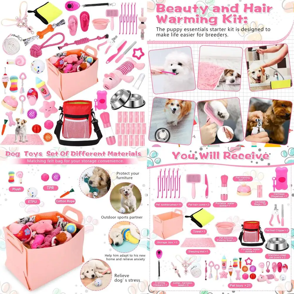Puppy Essentials Kit: 65-Piece Small Dog Supplies with Leash, Toys, Bowls, Brushes, Water Bottles, and Blankets
Puppy Essentials Kit: 65-Piece Small Dog Supplies with Leash, Toys, Bowls, Brushes, Water Bottles, and Blankets