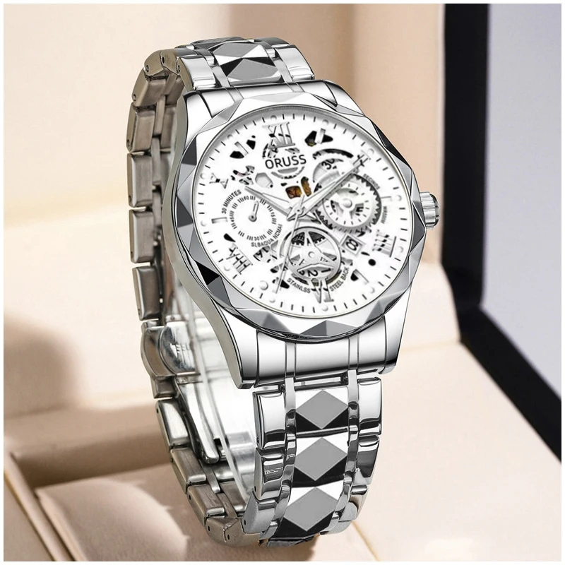 ORUSS Mechanical Style Watch, Waterproof Luminous Calendar, Trendy Men's Watch, Skeleton Business Quartz Watch
ORUSS Mechanical Style Watch, Waterproof Luminous Calendar, Trendy Men's Watch, Skeleton Business Quartz Watch