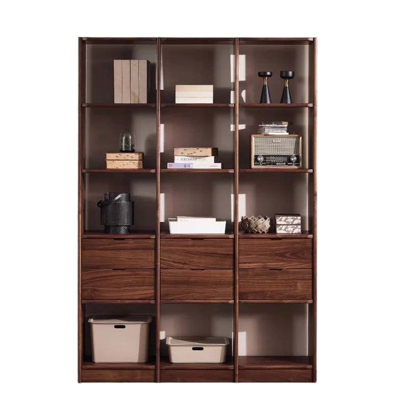 North American black walnut bookcase full wall floor free combination shelf integrated solid wood bookcase
North American black walnut bookcase full wall floor free combination shelf integrated solid wood bookcase