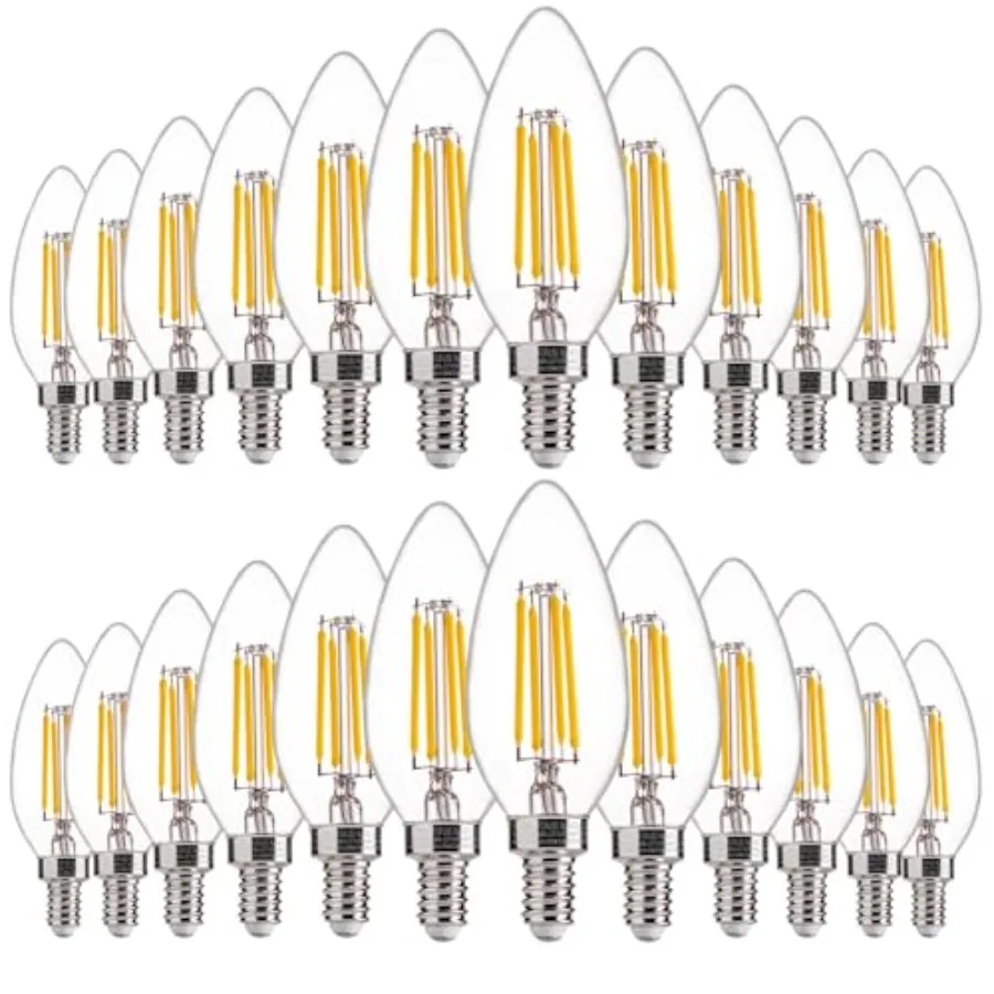 60W Equivalent LED Chandelier Light Bulbs, Dimmable LED B11 E12 Candelabra Base Bulbs,,550LM, 24 Pack UL, CA65 Listed
60W Equivalent LED Chandelier Light Bulbs, Dimmable LED B11 E12 Candelabra Base Bulbs,,550LM, 24 Pack UL, CA65 Listed