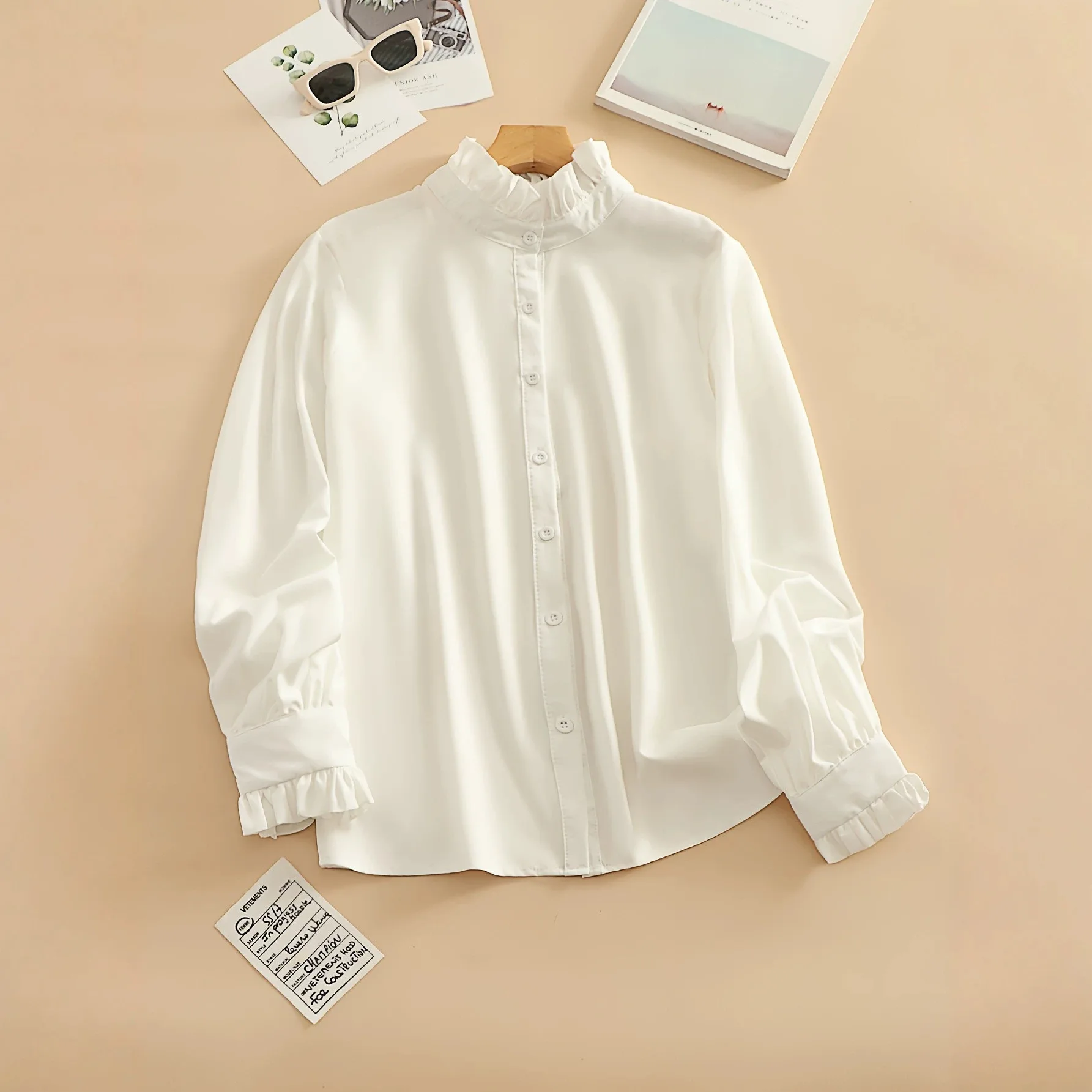 Fashion Ruffled High Neck Blouse Long Sleeve Button Down Elegant Chiffon Shirt with Ruffle Cuffs Casual Office Workwear Top
Fashion Ruffled High Neck Blouse Long Sleeve Button Down Elegant Chiffon Shirt with Ruffle Cuffs Casual Office Workwear Top