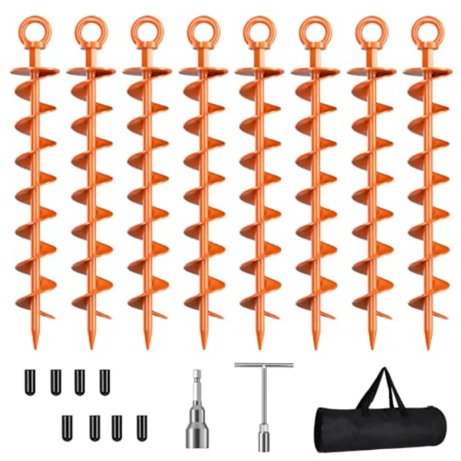 8-Pack Spiral Ground Anchor Screws with Nut and Tool for Heavy-Duty Outdoor Use in High Wind Conditions Ideal for Securing Shed
8-Pack Spiral Ground Anchor Screws with Nut and Tool for Heavy-Duty Outdoor Use in High Wind Conditions Ideal for Securing Shed
