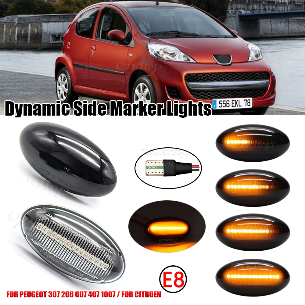 Динамический указатель поворота для Peugeot 307 206 207 407 107 607, мигающий светодиодный индикатор бокового габаритного света для Citroen C1 C2 C3 C5
Динамический указатель поворота для Peugeot 307 206 207 407 107 607, мигающий светодиодный индикатор бокового габаритного света для Citroen C1 C2 C3 C5