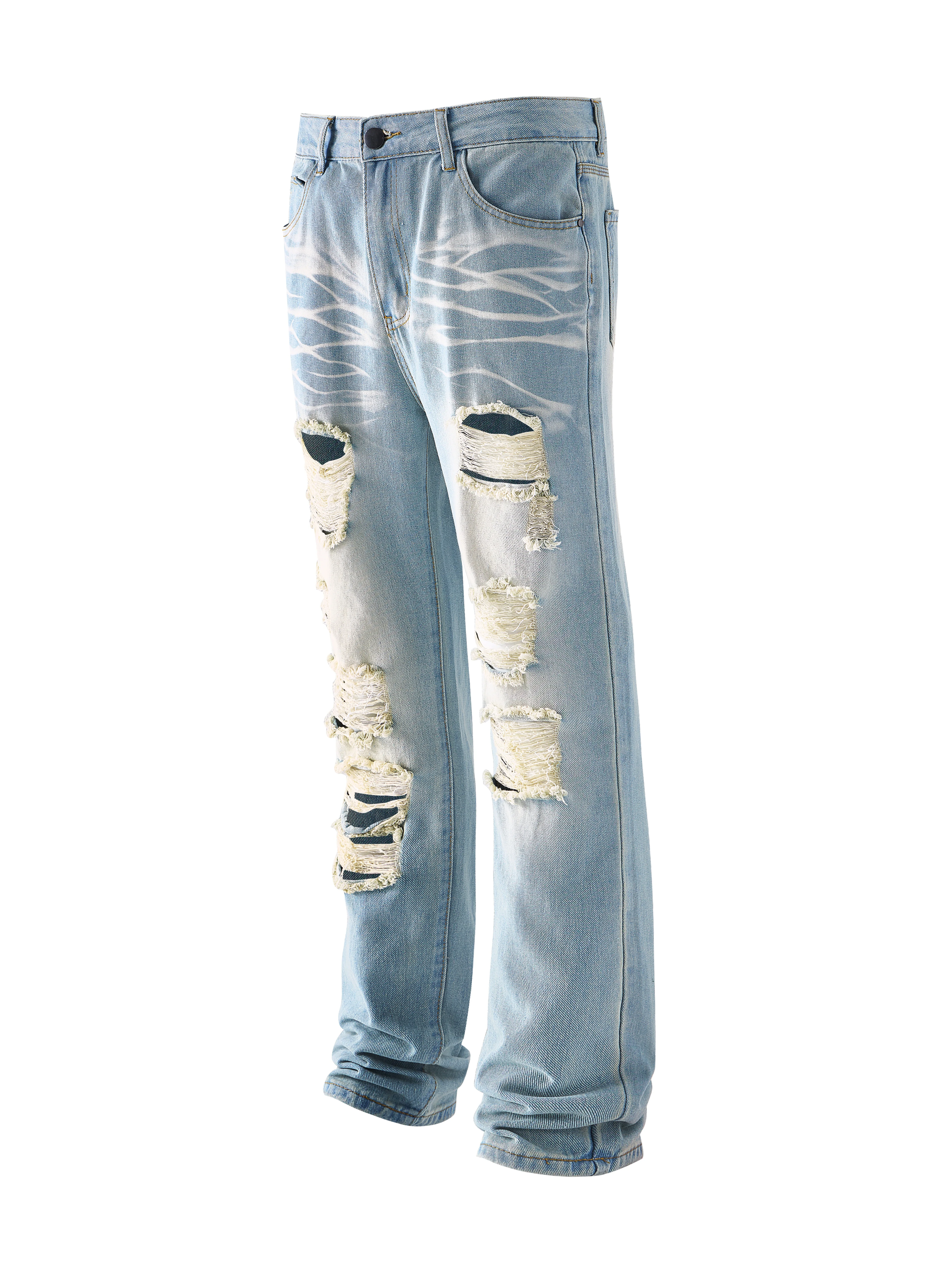 Потертые винтажные мужские джинсы, классический синий прямой крой
Потертые винтажные мужские джинсы, классический синий прямой крой