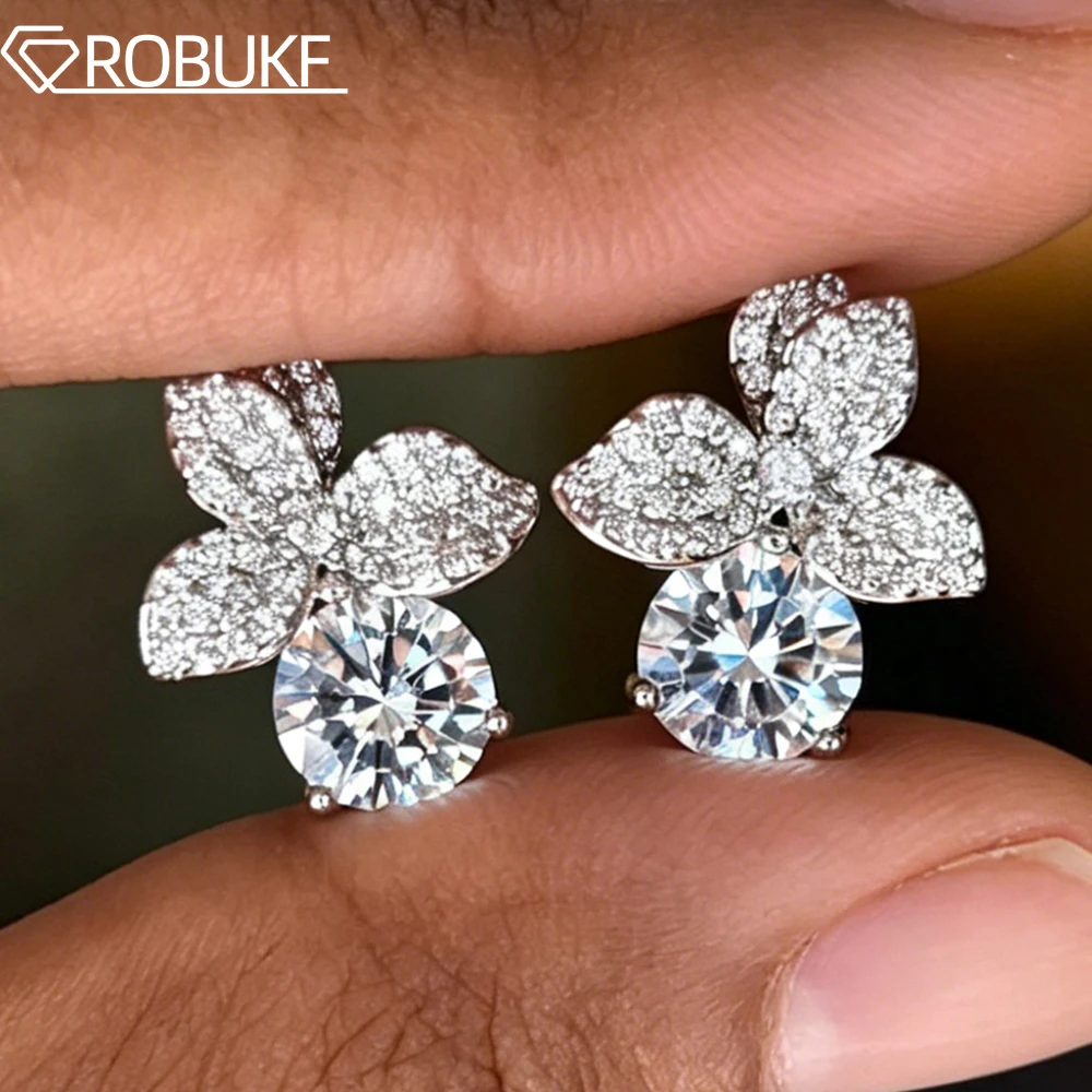 4cttw Flower Moissanite Diamond Stud Earring for Women 925 Sterling Silver Wedding Jewelry Elegant Earrings With GRA Certified
4cttw Flower Moissanite Diamond Stud Earring for Women 925 Sterling Silver Wedding Jewelry Elegant Earrings With GRA Certified