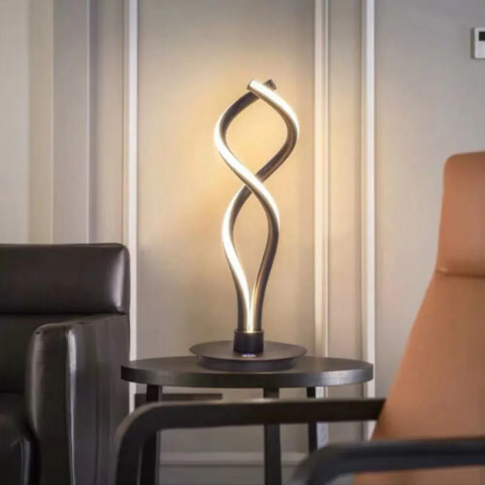 Bymaocar Modern Black Bedroom LED Spiral Table Lamp Bedside Desk Home Decoration Curved Light 6000K-6500K Low Energy Consumption
Bymaocar Modern Black Bedroom LED Spiral Table Lamp Bedside Desk Home Decoration Curved Light 6000K-6500K Low Energy Consumption