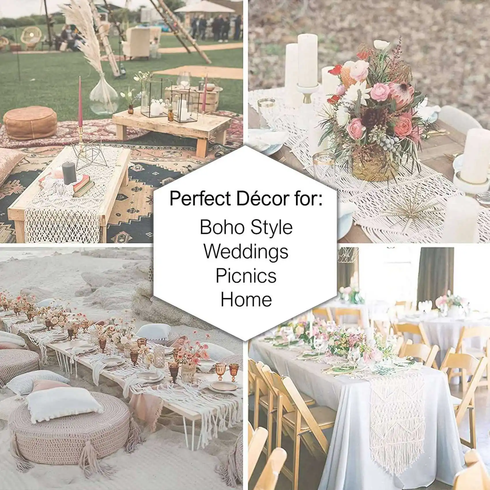 *X07A 2X Macrame Table Runner, Boho Wedding Table Decor, Handwoven Vintage Farmhouse Bohemian Dining Room Style Decorations
*X07A 2X Macrame Table Runner, Boho Wedding Table Decor, Handwoven Vintage Farmhouse Bohemian Dining Room Style Decorations