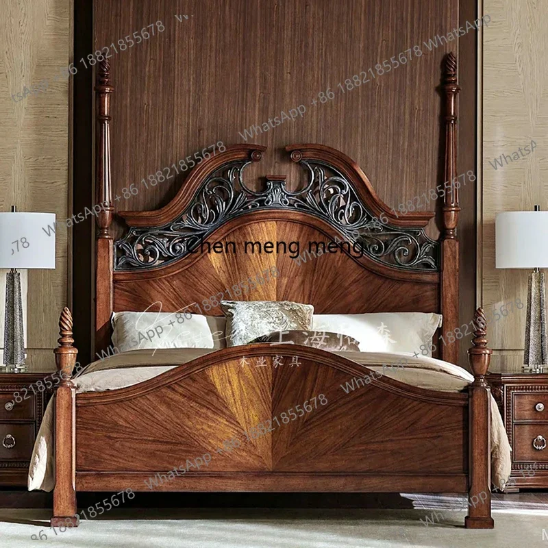 American medieval retro old bedroom solid wood 1.8 meters wedding bed 2.0 meters high-end furniture
American medieval retro old bedroom solid wood 1.8 meters wedding bed 2.0 meters high-end furniture